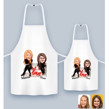 Bk Gift Kişiye Özel İkili Anne Kız Karikatürlü Mutfak Önlüğü Seti-3, Anneye , Anneler Günü leri