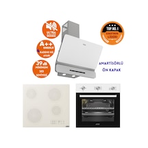 Afm Tech Ve Ferre Gov Sessiz Elektrikli Vitro Beyaz D081-SA + V6-05 + FM7301 Ankastre Set