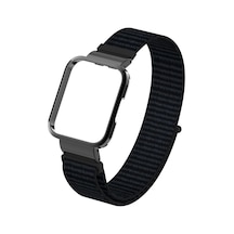 Xiaomi Mi Watch Lite Uyumlu Spor Loop Kordon Ve Kasa Koruma, 2 İn 1, Hasır Örgü, Velcro, Siyah, Krd-61-miwl-02