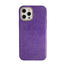 Newface - 635 - İphone 12 Pro Max Kılıf Simli Katmanlı Silikon - Edntrend - - Mor
