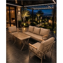 Miray Cappuccino Metal 311 Masalı Kahverengi Balkon Bahçe Oturma Grubu Minderli Metal Bahçe Mobilyası Takımı