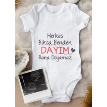 Tuğbababy Baby Dayım Bana Doyamaz Baskılı Bebek Body Zıbın Kız Erkek Beyaz