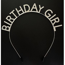 Gümüş Kristal Taşlı Birthday Girl Doğum Günü Tacı İthal Ürün 17x16 Cm Çocuk