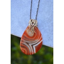Stoneage Jewellery Dantelli Akik Doğal Taş  Kolye Siyah