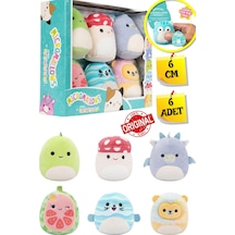 Micromallows Squishmallows Mini Yumuşak Peluş Oyuncak 6 Lı Figür Seti - 6 Cm - Model - 2 Çok Renkli