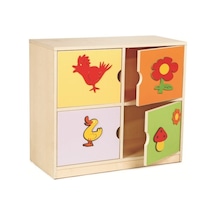 Figürlü Dolap 4 Kapaklı Çok Renkli