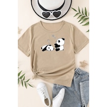 Uyguntarz Çocuk Sleep Panda Baskılı Pamuklu Tshirt Bej