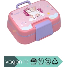 Bento 1030ml Lunchbox Tek Katlı 3 Bölmeli Pp Plastik Sefer Tası Yemek Kutusu Pembe Diğer