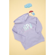 U.S. Polo Assn. Kız Çocuk Lila Kapüşonlu Basic Sweatshirt 50292512-VR034