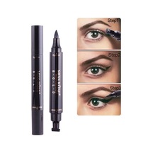 Sones 2'si 1 Arada Siyah Su Geçirmez Çift Başlı Hızlı Kuruyan Eyeliner Mühür Damga Kalemi