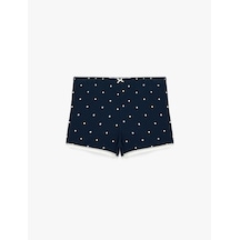 Koton Dantel Detaylı Fiyonklu Rahat Kesim Kaşkorse Puantiyeli Viskon Şort Pijama Altı Lacivert Desenli 6slk80040mk 7d2