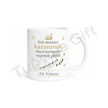 Trader Hediyesi Baskılı Kupa Bardak Borsa Yatırımcı Hediye Porselen Mug Beyaz / Çok Renkli
