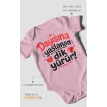 Morivokids Dayısına Yaslanan Dik Yürür Kısa Kollu Bebek Body %100 Pamuk Zbn254-kk Koyu Pembe