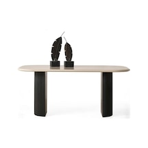Zeno Oval Ahşap Bohem Yemek Masası 90x180 Krem