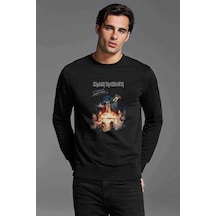 Iron Maıden Eddıe Boot Baskılı Siyah Erkek Örme Sweatshirt