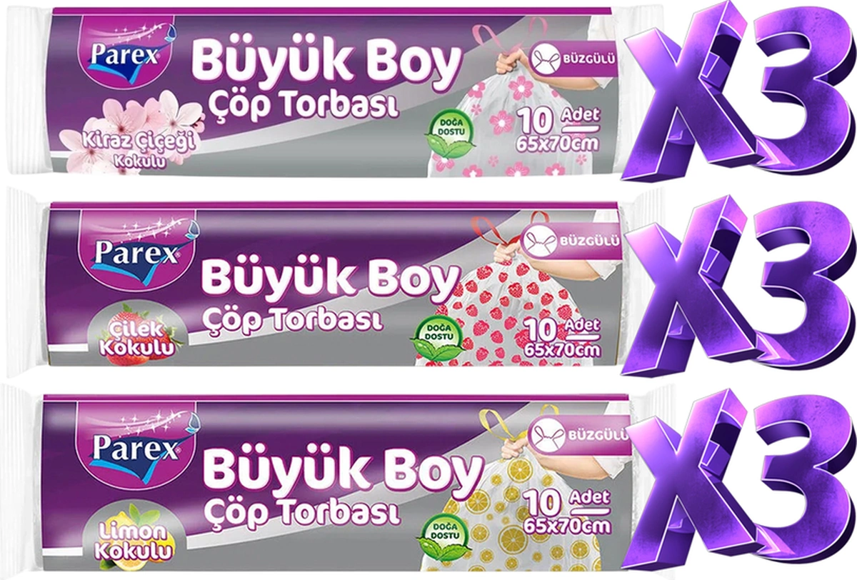 Büzgülü Çöp Torbası Kokulu Büyük Boy 9'lu Paket