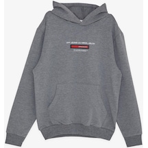 Breeze Girls & Boys Erkek Çocuk Sweatshirt Yazı Baskılı Armalı Kanguru Cepli 8-14 Yaş, Koyu Gri Melanj-koyu Gri Melanj Koyu Gri Melanj