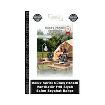 Delux Serisi Güneş Panelli Vantilatör F48 Siyah Salon Seyahat Bahçe