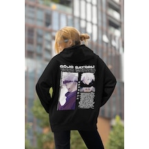 Anime Karakter Gojo Satoru Baskılı Unisex Oversize Jujutsu Kaisen Siyah