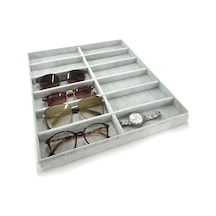 Yerli Üretim Havana Model Süet Kumaş Gri Renk 38 Cm / 36 Cm Gözlük Sergileme Çekmece Içi Stand Çok Renkli