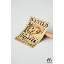 One Piece Chopper Wanted Poster, Çerçevesiz Yüksek Kalite Duvar Afişi - Anime Severlere Özel Hediye