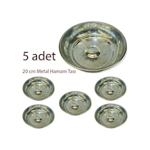 5 Adet 20 Cm Metal Hamam Tası Gümüş