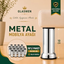 18 Adet Metal Destek Ayağı 10 Cm Krom Mobilya Kanepe Baza Koltuk Ünite Ayakları Metrik 8 Civatalı İnce Diş