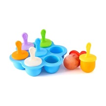 Ulzyvf 7 Delikli Silikon Buz Kalıbı - Çocuklar İçin Pratik Ve Sağlıklı Dondurma Yapım Aleti Mavi Renkli Mavi