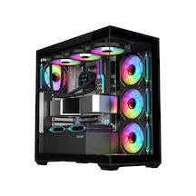 Sama Sv01bk Black, B750bk 750w, 80+ Bronze, Pcıe 5.1, Atx3.1, Tempered Glass Panel, Panoramic Tasarım, Type-c, 4x120mm Argb Fan, Atx, Gamıng Kasa
