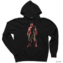Iron Man Neon Siyah Kapşonlu Sweatshirt Hoodie