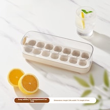 Youtek Gıda Grubu Silikon Buz Kalıbı 14 Hücrelü Basma Desenli Evde Buz Yapma Kutusu Kapaklı Donma Aleti Beyaz Diğer