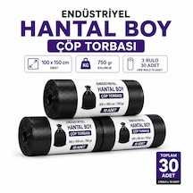 Liva Ambalaj Hantal Boy Çöp Torbası 100x150 Cm 750 Gr Endüstriyel Büyük Boy Çöp Poşeti 3 Rulo 30 Adet