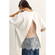 Shade Kadın Sırt Detaylı Dantel Garnili T-shirt 1073 60286023 - Beyaz
