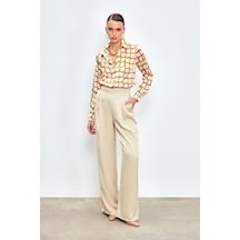 Sateen Cepli Salaş Saten Pantolon - Bej