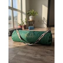 Narespor Su Geçirmez Lotus Baskılı Mat Taşıma Çantası Yogafitness Antrenman Çantası 2 Adet Mat Toplamalastiği Yeşil