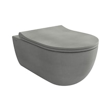 Bocchı V-tondo Rımless Asma Klozet Kapak Dahil - Mat Beton Mat Gri