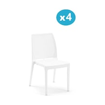 Omnipazar Sy-2509 Plastik İcon Bahçe Koltuk Sandalye 4'lü Set Beyaz