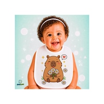 Capybara Keten Bebek Mama Önlüğü Yumuşak - Emici - Yıkanabilir - Özel Tasarım P031 Çok Renkli