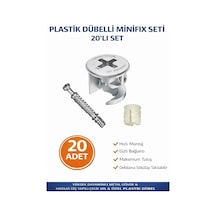 Tr İmt Aksesuar Plastik Dübelli Minifix Gövde Ve Mil Seti - Mobilya Bağlantı Elemanı 20 Adet Metalik Genel