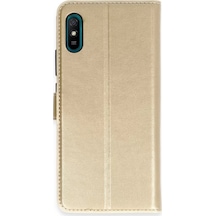 Newface Xiaomi Redmi 9a Kılıf Trend S Plus Kapaklı Kılıf - Gold Altın