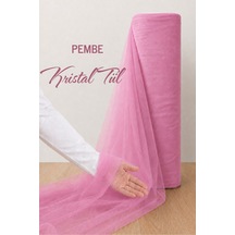 Azra Kına Pembe Süsleme Tülü, 1 Metre, Nişan Tülü Bohça Tülü, Gelin Damat Düğün Konvoy Kapı Valiz Süsleme, Kristal Tül, Hediye Süsü, 100 Cm