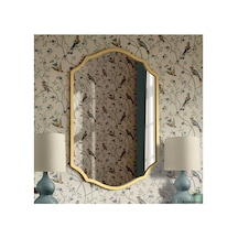 Tr Asimetrik Duvar Aynası/gold Çerçeveli Düzensiz Dekor Ayna/banyo Aynası Gold 60 X 80 Genel