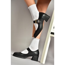 Fox Shoes T820236009 Siyah Kalın Topuklu Kadın Ayakkabı Siyah