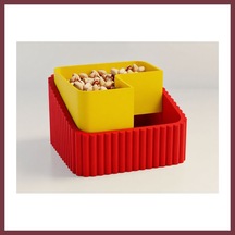 Storeşahin 3d Baskı Fıstık Kasesi - Çift Hazneli Kabuk Ayırıcı Sunum Kasesi - Kırmızı Sarı Shn0720 Kırmızı - Sarı