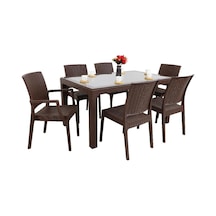 Depootoptan Mandella Elit Rattan 90 x 150 CM 2 Elit Koltuk 4 Elit Sandalye Camlı M (397462694)