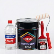 400 Gram Hbs Yağlı Sentetik Boya Parmak Rulo 250 Ml Sentetik Tiner 2 No Yağlı Boya Fırça Seti