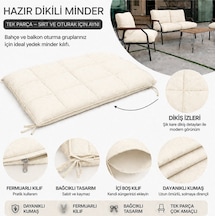 Bahçe Balkon Oturma Grubu Minder Kılıfı Krem 60x110 Cm 1 Adet Süngersiz, Hazır Dikili, Fermuarlı Yedek Minder Kılıfı Krem