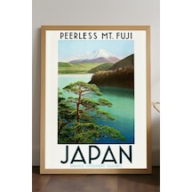 Japan Mountain Doğal Ahşap Çerçeveli Poster, Dekoratif Seyahat Duvar Tablosu