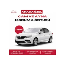 Renault Symbol Buz Ve Kar Önleyici Aynalı Cam Koruma Örtüsü - 4 Mevsim Güneş Korumalı