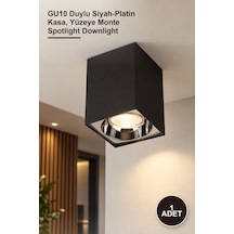 1 Adet Ct-5420sp Bergama Sıva Üstü Led Armatür Gu10 Duylu Siyah-platin Kasa, Yüzeye Monte Spotlight Downlight Bey
